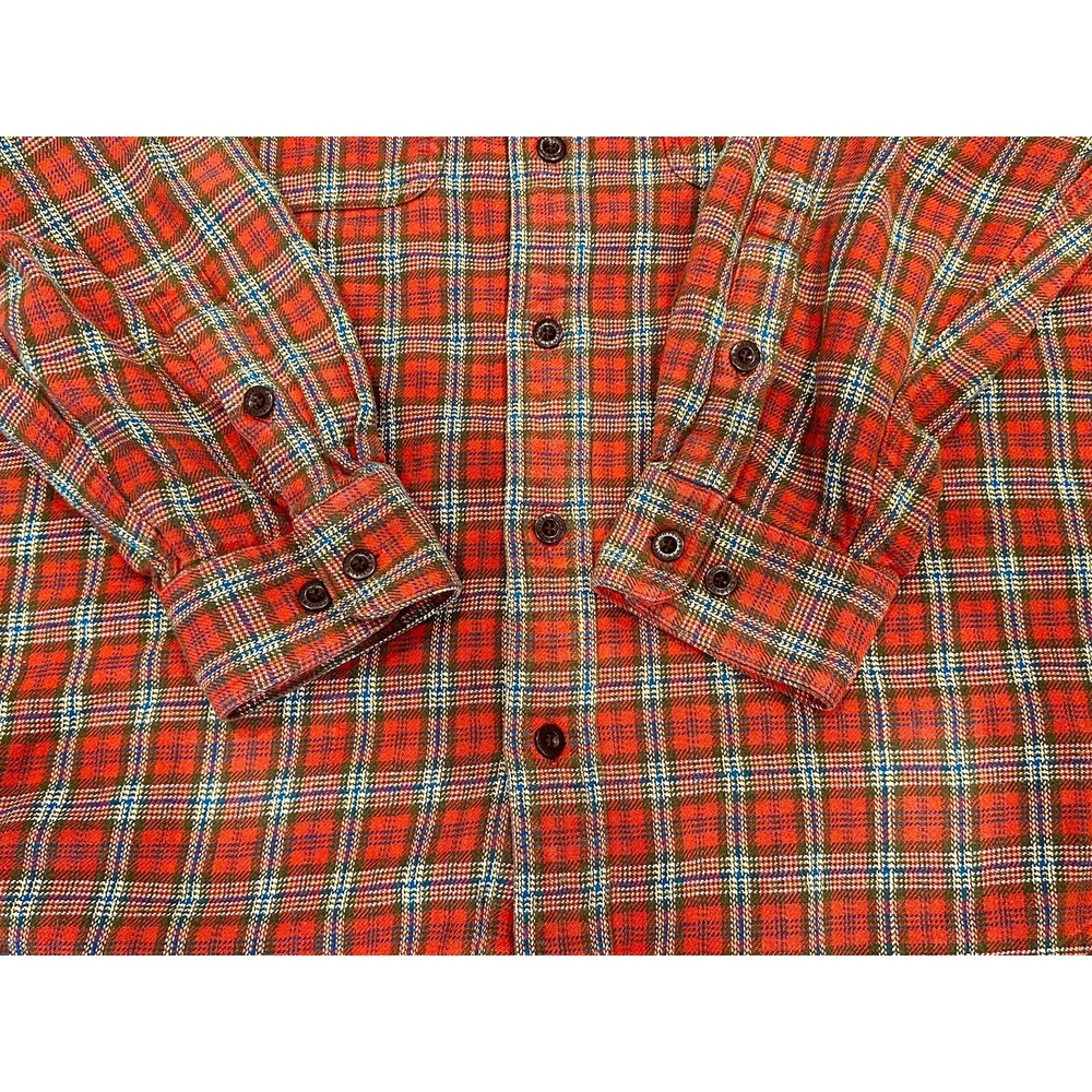 ORVIS Heavy Flannel Shirt Jacket Red Plaid Camp Shacket Pockets Cotton Mens L - Picture 7 of 10